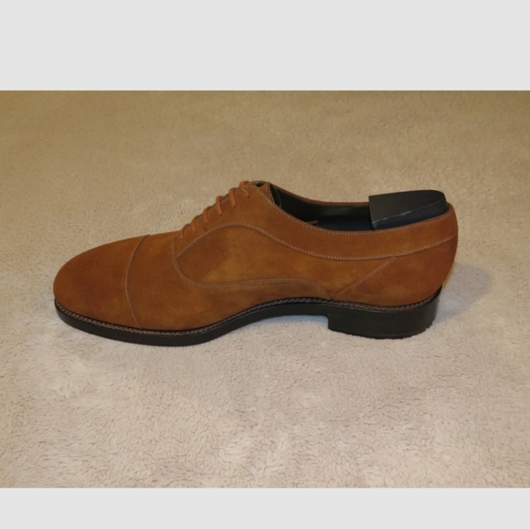 J.M. Weston Commande Special Brown Suede Captoe Oxford US 11.5E NWOB Shoe Trees - Picture 3 of 11